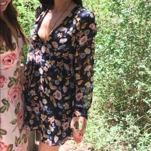 Forever 21 Floral Long Sleeved Sheer Dress